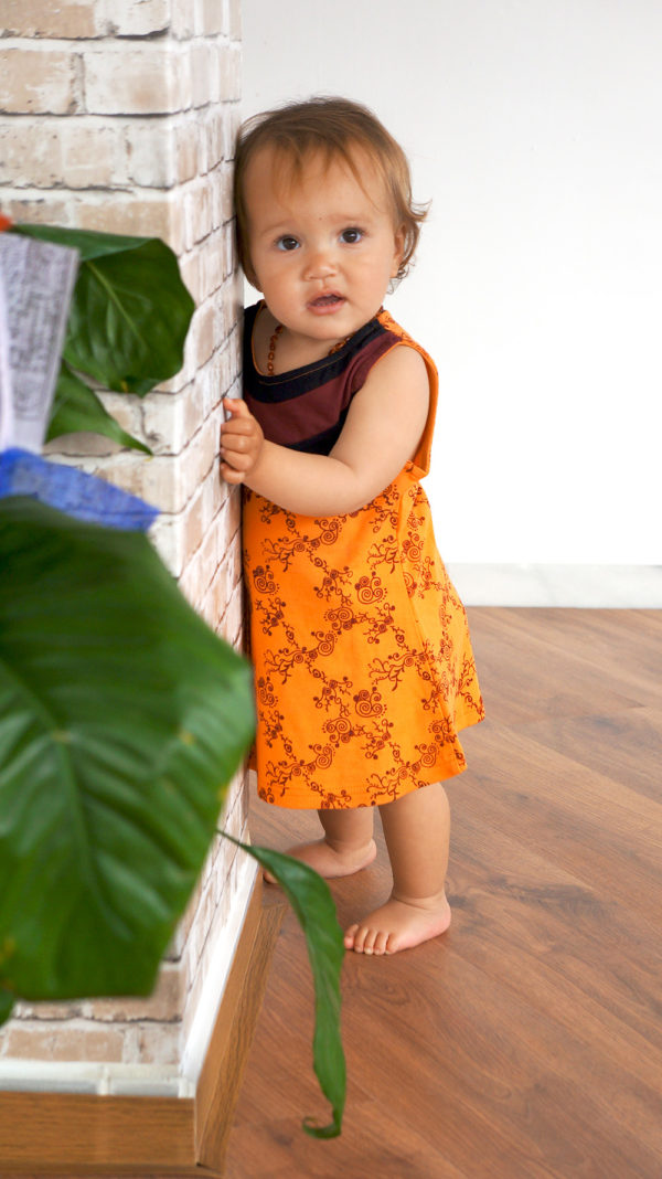 Vestido Naranja con Flores